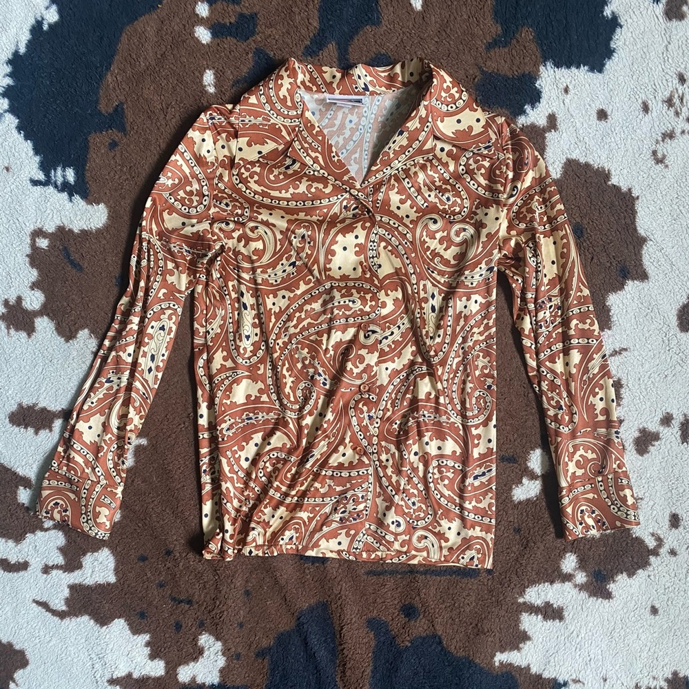 Vintage Paisley Satin Blouse